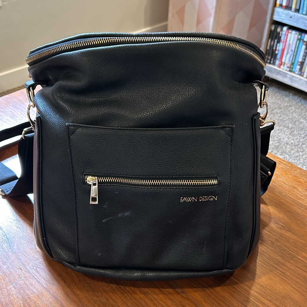 Fawn Design Black Diaper Bag, Backpack/Messenger Bag